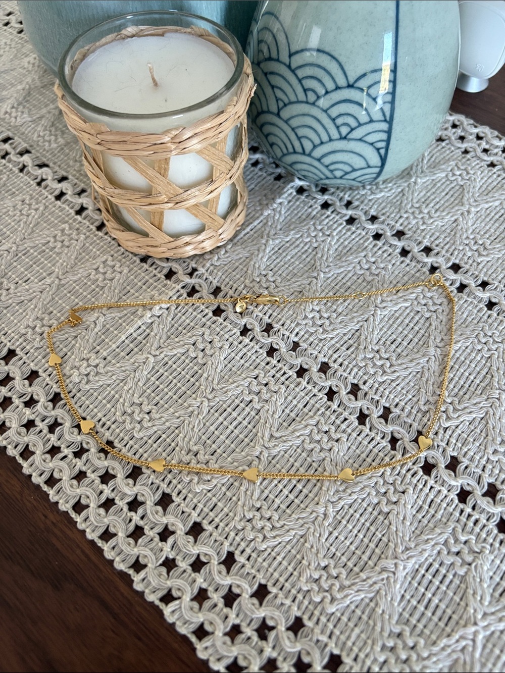 Madewell Gold Heart Station Necklace - Petite Heart Chain